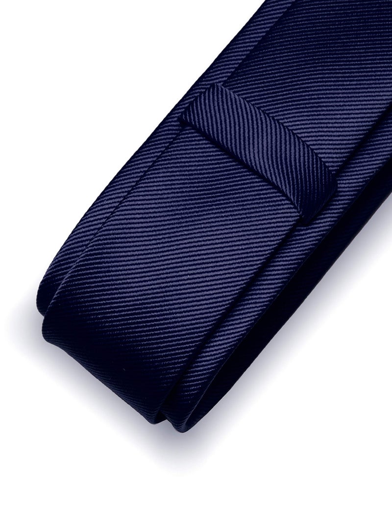 RBOCOTT 2.4" Navy Blue Skinny Tie for Men Silk Wedding Business Slim Necktie(8) - Image 4